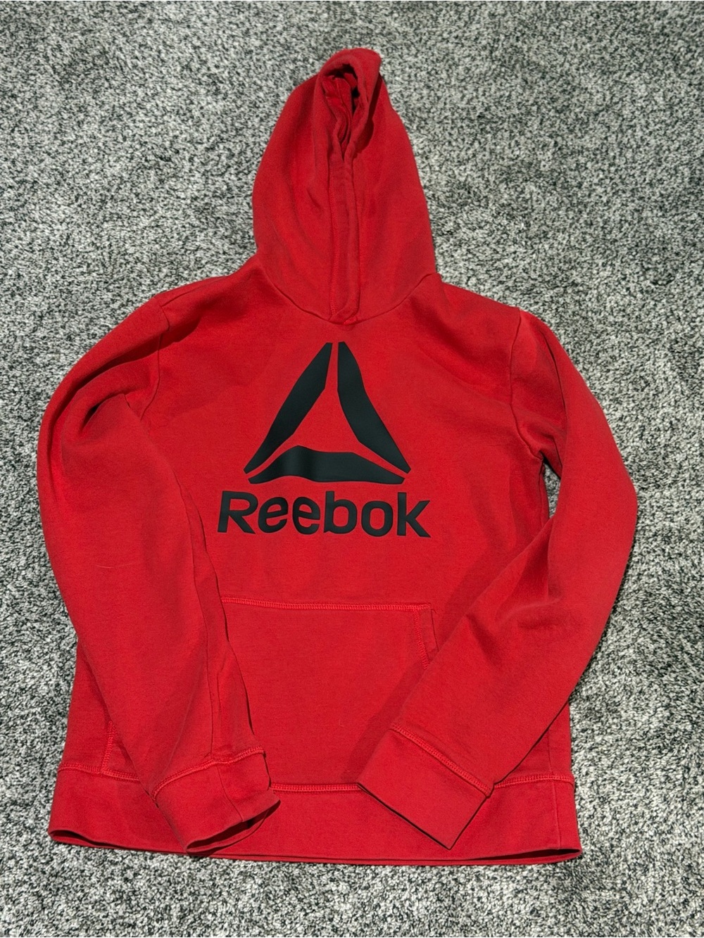 Reebok Hoodie Youth XXL 18 Red Big Logo Pullover Fleece Sweatshirt Gym Training